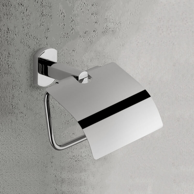 Gedy ED25-13 Toilet Roll Holder With Cover, Polished Chrome